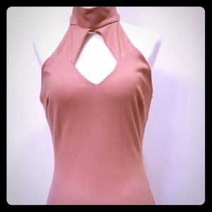 Sexy Nude Mockneck Sleeveless Dress NWOT Size Large